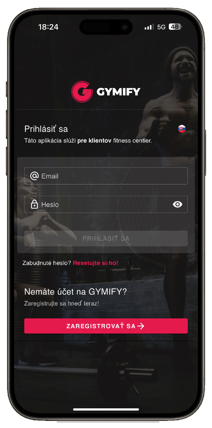 Mobilný screen s appkou Gymify